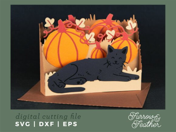 Download Halloween Black Cat with Pumpkins Card - Premium Bundle