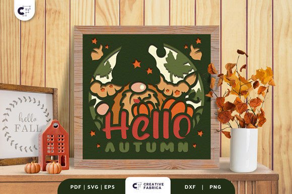 Download Hello Autumn Gnome 3D Paper Cut SVG - Premium Resources