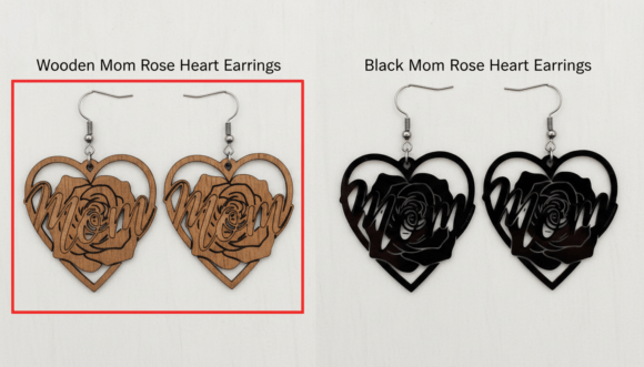 Download Mom Rose Heart Laser Cut Earring Design - Premium Resources