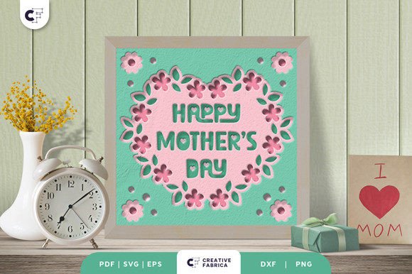 Download Mother’s Flower Heart Shape 3D Paper Cut - Premium Resources