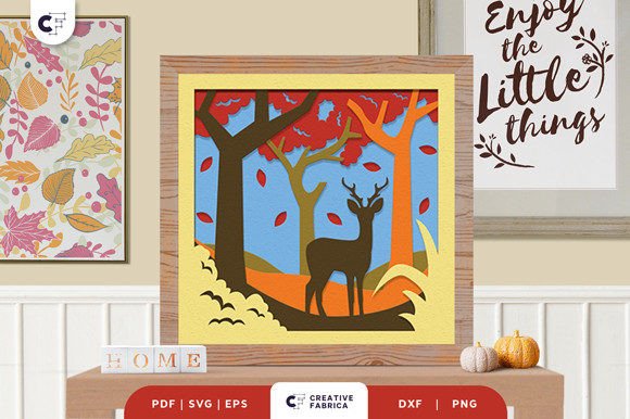 Download Deer in Fall Forest 3D Shadow Box - Premium Resources