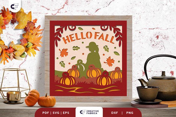 Download Harvesting Pumpkin Shadow Box Paper Cut - Premium Bundle